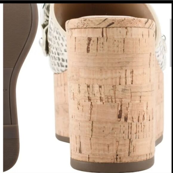 NWT Marc Fisher Ltd  Leather Veneda platform slide sandals in Roccia Lea… - Picture 14 of 16